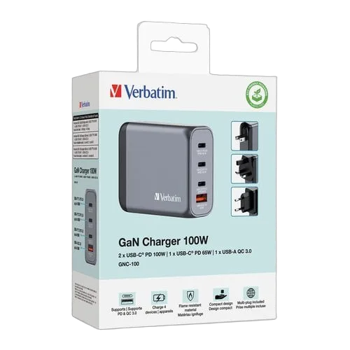 Verbatim GNC-100 GaN Charger 4 Port 100W USB A/C — vue 6