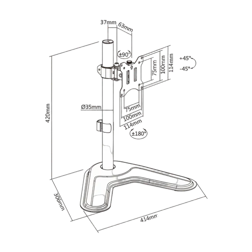 Kimex International Support de bureau pour 1 écran 17" à 32"