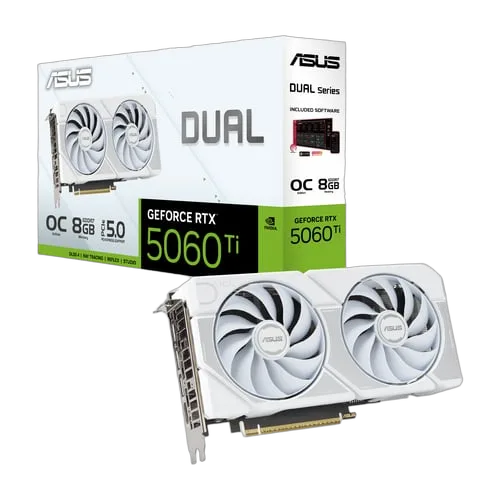 Asus Dual GeForce RTX 5060 Ti 8Go OC Blanc — vue 1