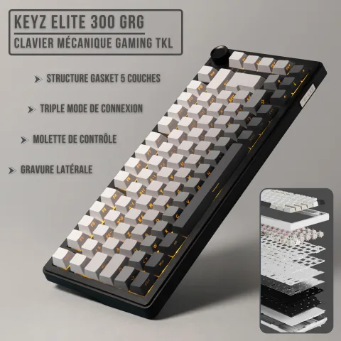 The G-LAB Keyz Elite 300 GRG 75% - Mécanique - Sans-Fil - RGB - Gris