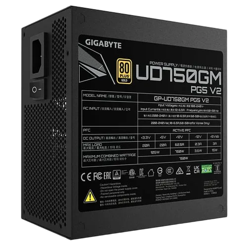 Gigabyte ATX 3.1 750W - 80+ GOLD - UD750GM PCIE 5.1 — vue 6