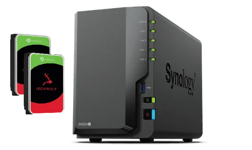 Synology DS224+ avec 2 disques Ironwolf 2 To ST2000VN003 — vue 1