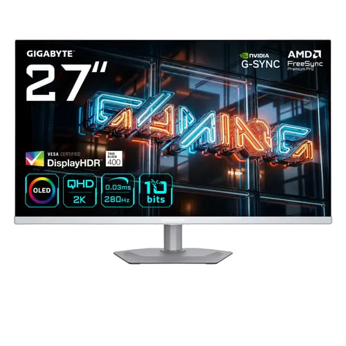 Gigabyte MO27Q2A ICE - 27" QD-OLED QHD 280Hz USB-C KVM G-Sync — vue 1