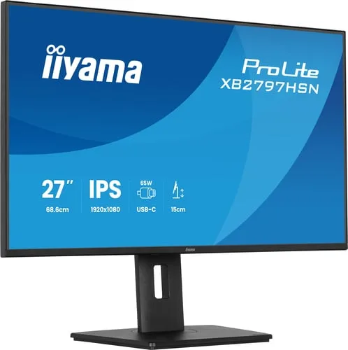 Iiyama Prolite XB2797HSN-B1 - 27" QHD 75Hz IPS 1ms Pivot USB-C 65W — vue 3