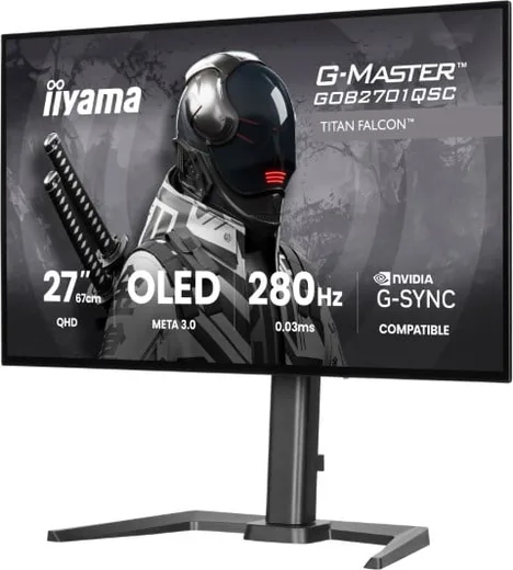 Iiyama G-Master GOB2701QSC-B1 - 27" Tandem WOLED QHD 280Hz USB-C 65W Pivot Compatible G-SYNC — vue 6