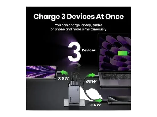 UGREEN Chargeur secteur 100W 3 ports + Câble USB-C - 1,5m — vue 4