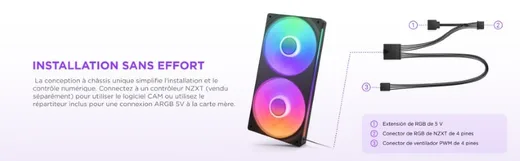 NZXT F360 RGB Core Fan (Single Frame) - Noir — vue 9