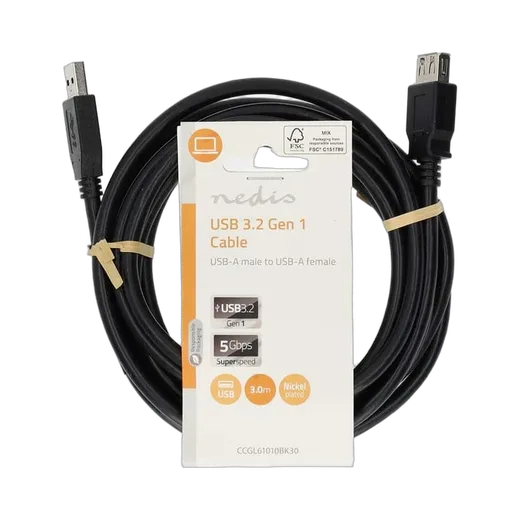 Nedis Câbe USB-A 3.2 mâle/femelle - 3m - Noir — vue 1