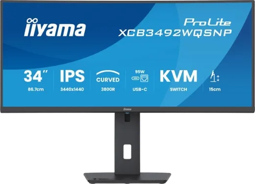 Iiyama Prolite XCB3492WQSNP-B1 - 34" CURVE UWQHD 100Hz USB-C DOCK KVM LAN, vue 1