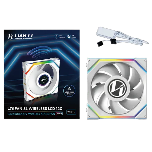 Lian-Li UNI FAN SL LCD ARGB PWM - Sans Fil 120mm - Blanc, vue 5