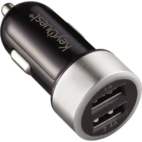 KEYOUEST Chargeur allume cigare - 2xUSB - Noir/Gris
