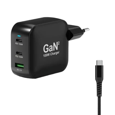 Port Chargeur mural 100W GaN 3 ports + Câble USB-C - 2m — vue 1