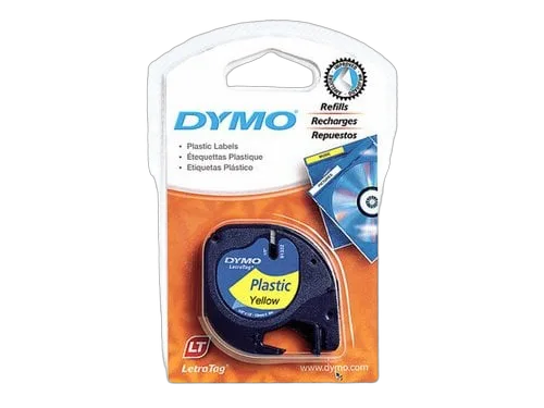 Dymo Ruban LetraTag S0721620 - Noir sur Jaune - 1.2cmx4m