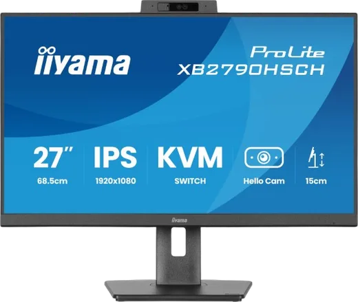Iiyama Prolite XB2790HSCH-B1 - 27" FHD 120Hz Webcam USB-C 65W KVM, vue 1