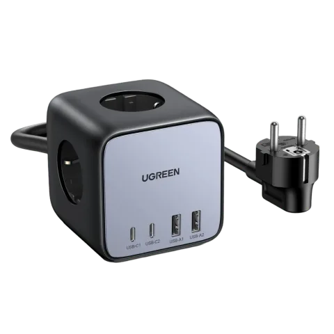 Station de charge cube 7 ports - 65W - Noir/Gris