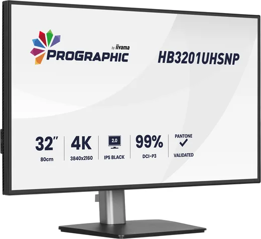 Iiyama ProGraphic - 32" 4K IPS Black 99% DCI P3 USB-C Dock Certifié Pantone