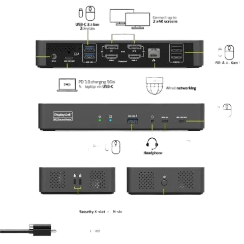 Port Station d'accueil 4K USB-C - 11 ports - 96W — vue 3