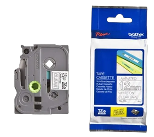 Brother Tape/12mm white on clear f P-Touch