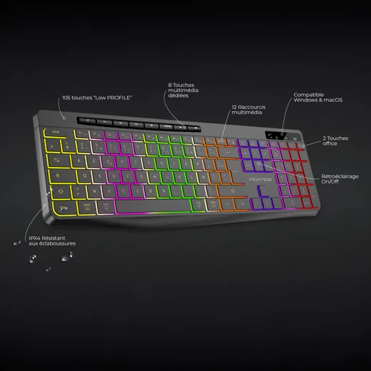 Advance R-Type Wireless - Membrane - Sans-Fil - RGB - Noir