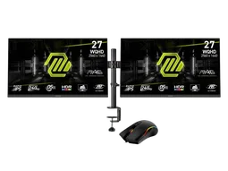 MSI 2 x 27" QHD 240Hz Fast-IPS FreeSync Premium + Support double + Souris