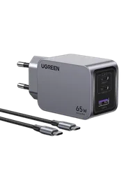 UGREEN Chargeur secteur 65W 3 ports + Câble USB-C - 1,5m