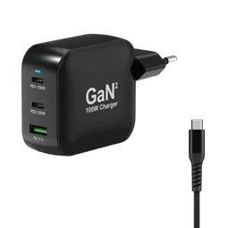 Port Chargeur mural 100W GaN 3 ports + Câble USB-C - 2m