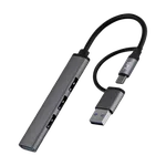 T'nB iClick Hub USB-A/USB-C - 4 ports - Gris — miniature 1