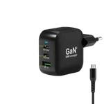 Port Chargeur mural 65W GaN 3 ports + Câble USB-C - 2m — miniature 2