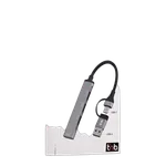 T'nB iClick Hub USB-A/USB-C - 4 ports - Gris — miniature 2