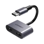 UGREEN Adaptateur 2 en 1 USB-C vers USB-C - 60W - 10cm - Gris — miniature 1