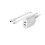 Belkin Dual USB-A Wall Charger w/1M PVC A-C 24W — miniature 1