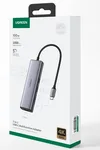 UGREEN Dock USB-C 7 en 1 - USB-C vers 2xUSB 3.0+HDMI+RJ45+USB-C+SD+MicroSD - 4K 60Hz - 100W - 0,20m - Gris — miniature 2