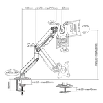 Kimex International Support de bureau Full Motion 1 écran PC 17"- 32" VESA Max 100x100 Charge Max 9Kg — miniature 3
