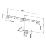 Kimex International Support bureau 3 écrans PC 13"- 20" fixation bord / à travers table — miniature 2