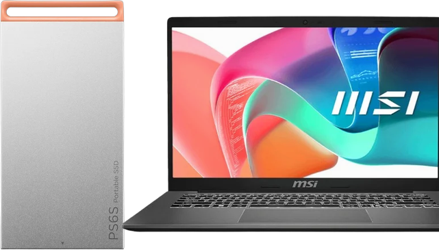 MSI Modern 14" Core5 120U/16Go/512Go/W11 + Lenovo PS6S 1To Gris SSD Externe