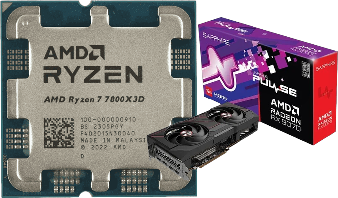 Kit Gaming Ryzen 7 7800X3D + RX 9070