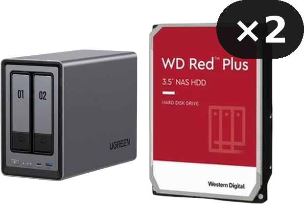Pack NAS UGREEN DXP2800 2 baies + 2 x WD Red Plus 2To