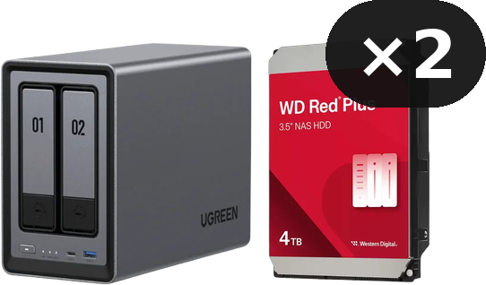 Pack NAS UGREEN DXP2800 2 baies + 2 x WD Red Plus 4To