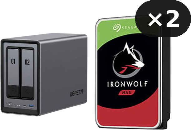 Pack NAS UGREEN DXP2800 2 baies + 2 x Seagate IronWolf 8To