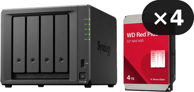 Pack NAS Synology DS425+ 4 baies + 4 x WD Red Plus 4To