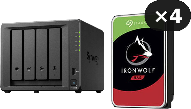 Pack NAS Synology DS425+ 4 baies + 4 x Seagate IronWolf 8To