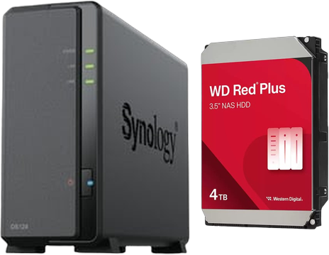 Pack NAS Synology DS124 1 baie + WD Red Plus 4To