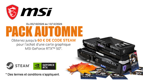 MSI Pack Automne : Obtenez jusqu'à 60€ de CODES STEAM !