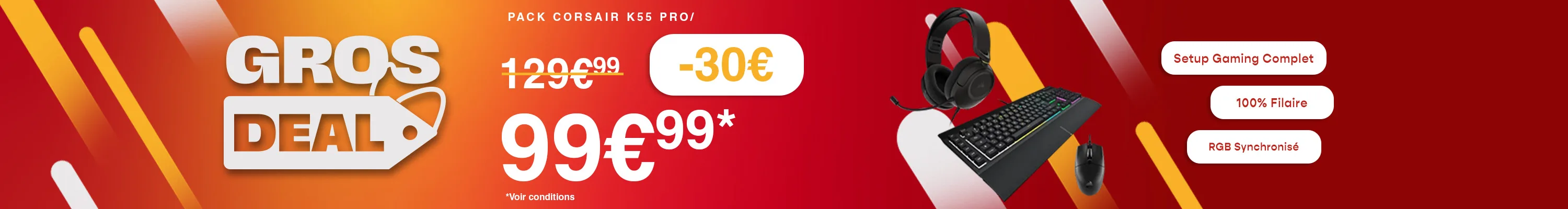 Grosdeal de la semaine : Pack casque, clavier, souris Corsair