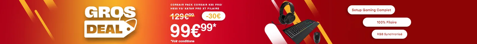 Grosdeal de la semaine : Pack casque, clavier, souris Corsair